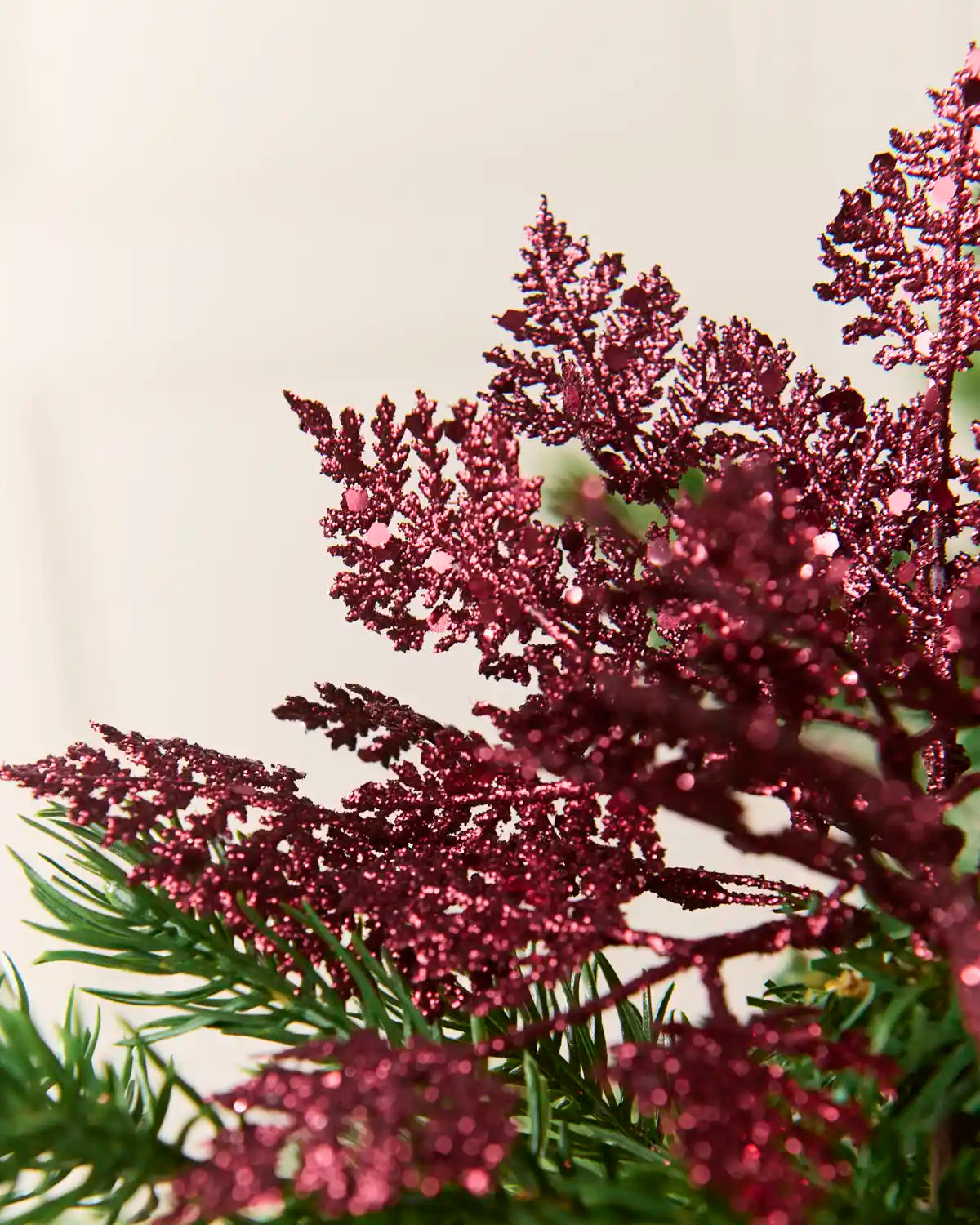 Set of 3 Glitter Leaf Cluster Picks, Burgundy, 19 cm