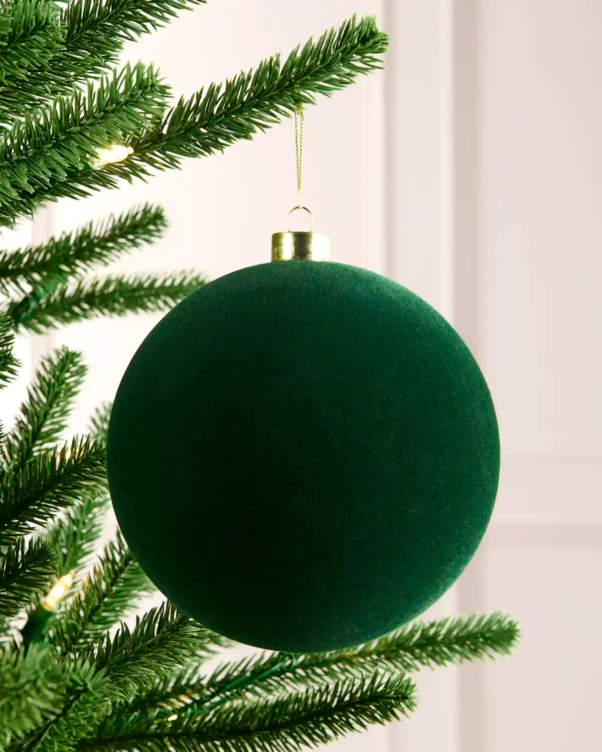Sage Green Oversized Velvet Bauble, Traditional, 15 cm