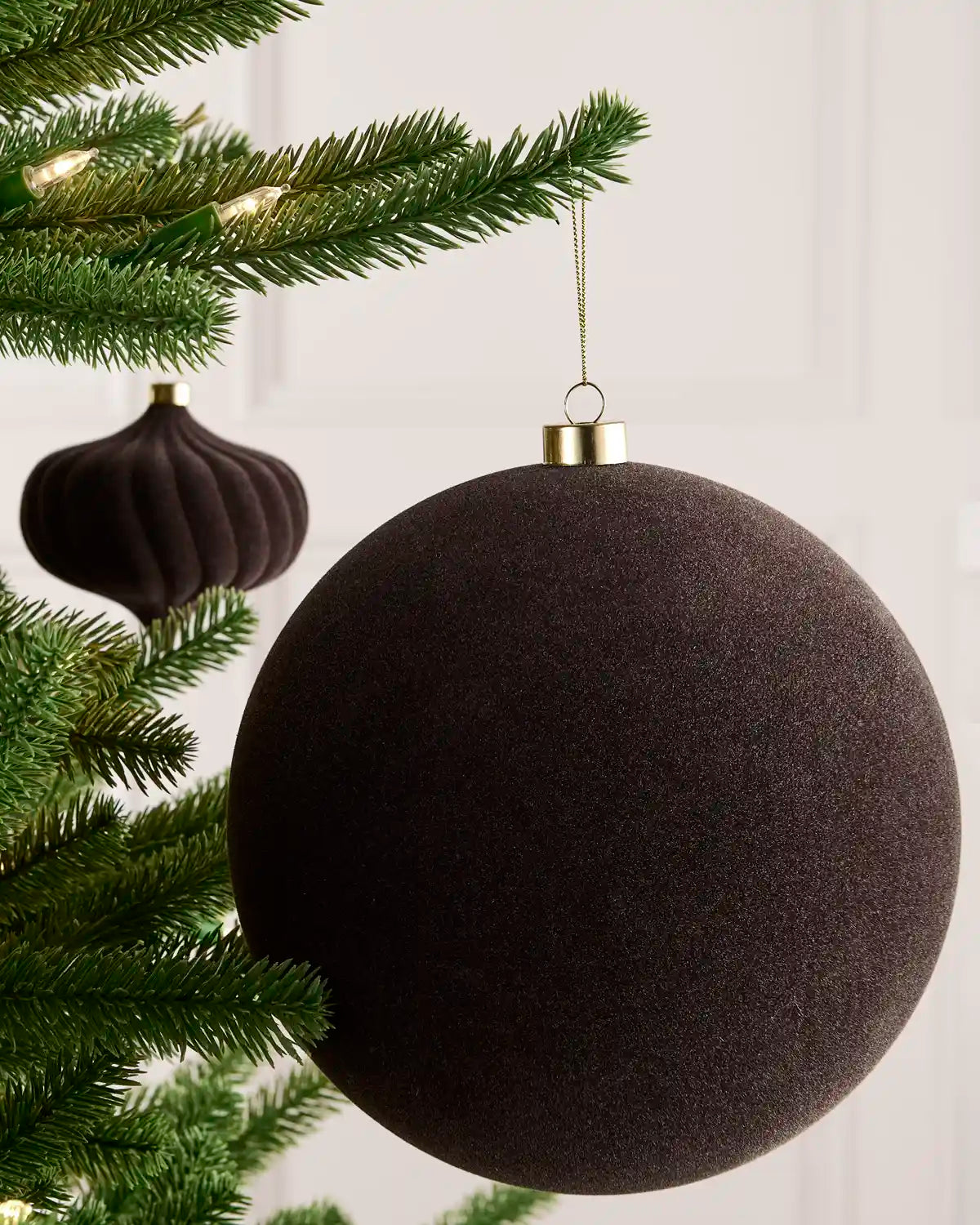 Espresso Oversized Velvet Bauble, Traditional, 20 cm