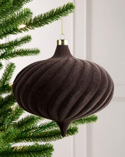 Espresso Oversized Velvet Bauble, Spiral, 20 cm