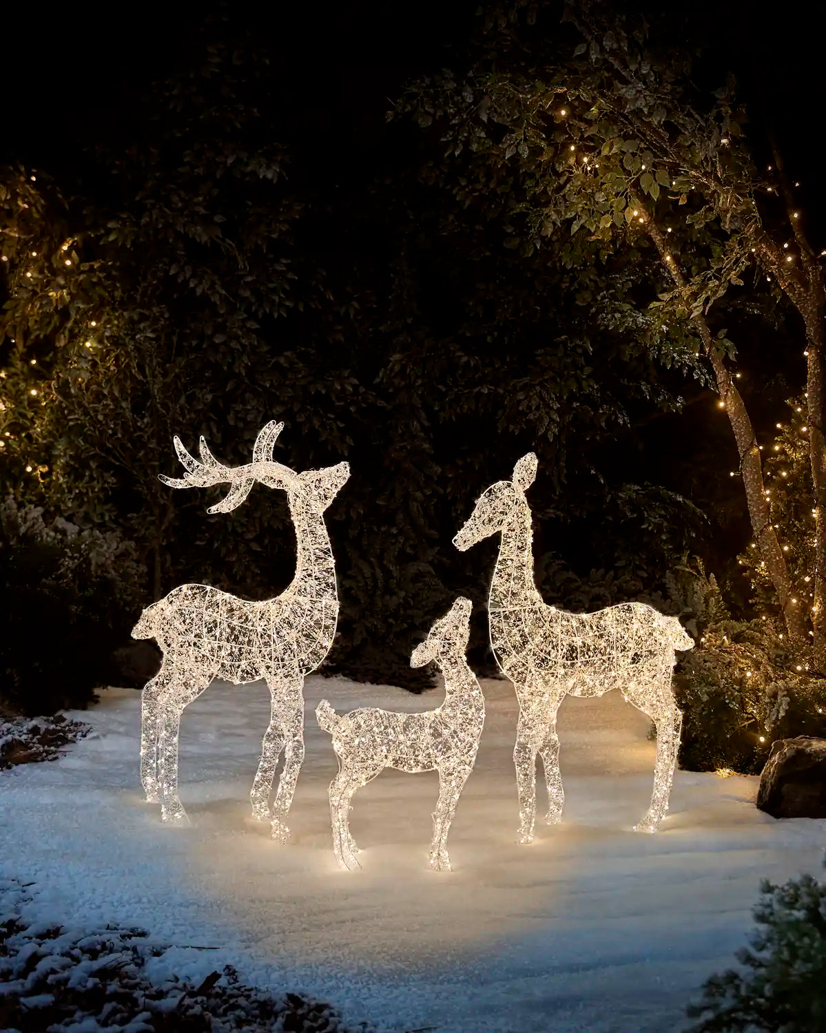 Pre-Lit Twinkling Beaded Reindeer Family, 103 cm