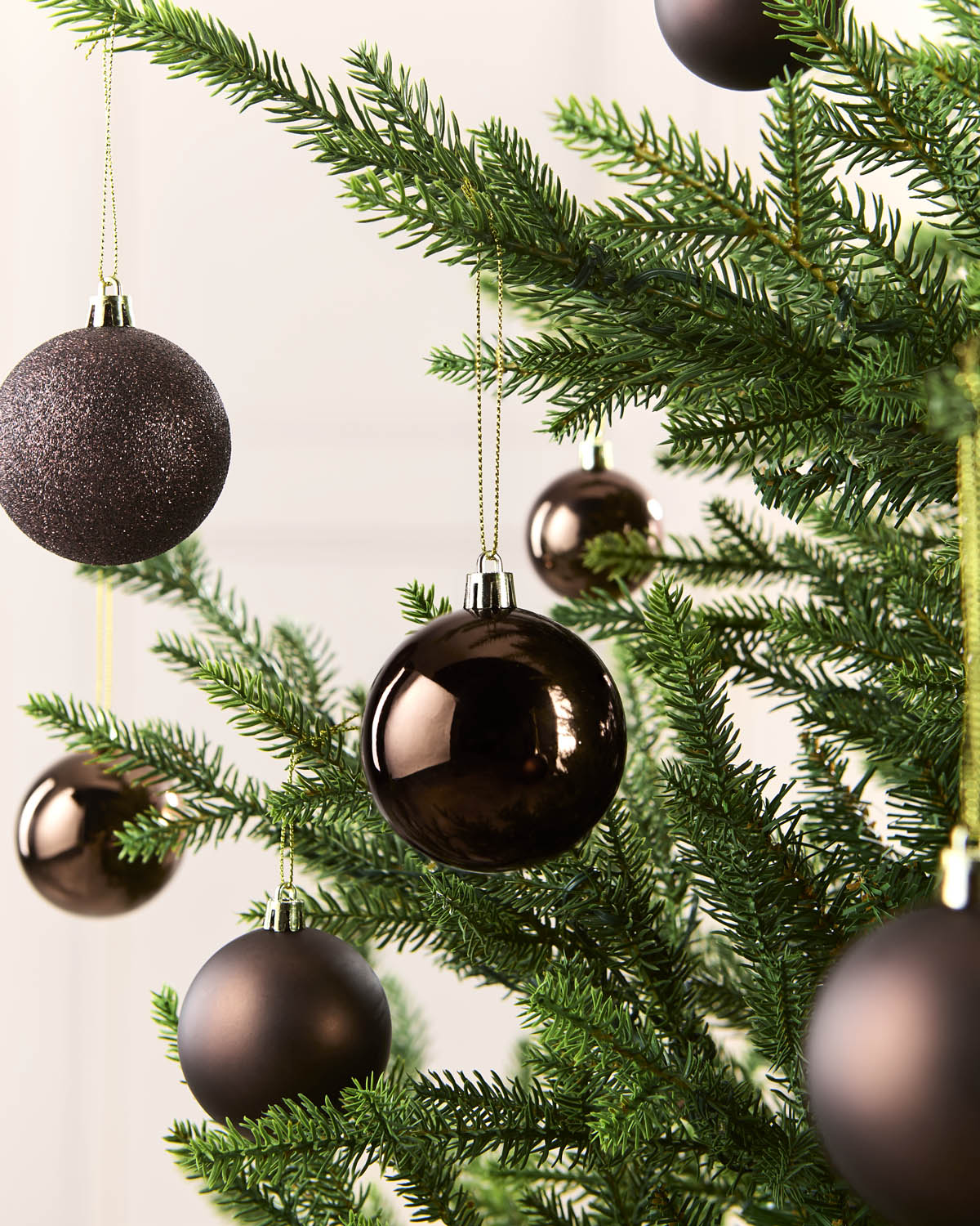 Set of 50 Shatterproof Baubles, Espresso