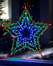 Pre-Lit Chasing Star Hanging Light, Multi-Coloured, 51 cm