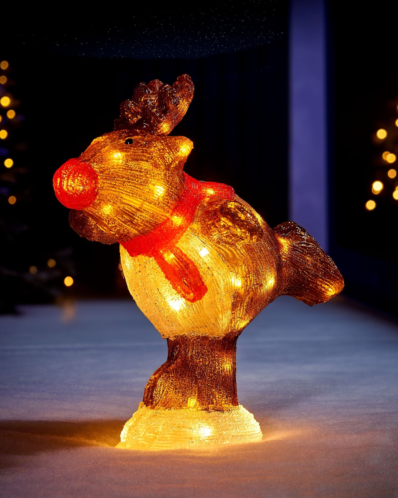 Pre-Lit Acrylic Reindeer Figurine, 39 cm
