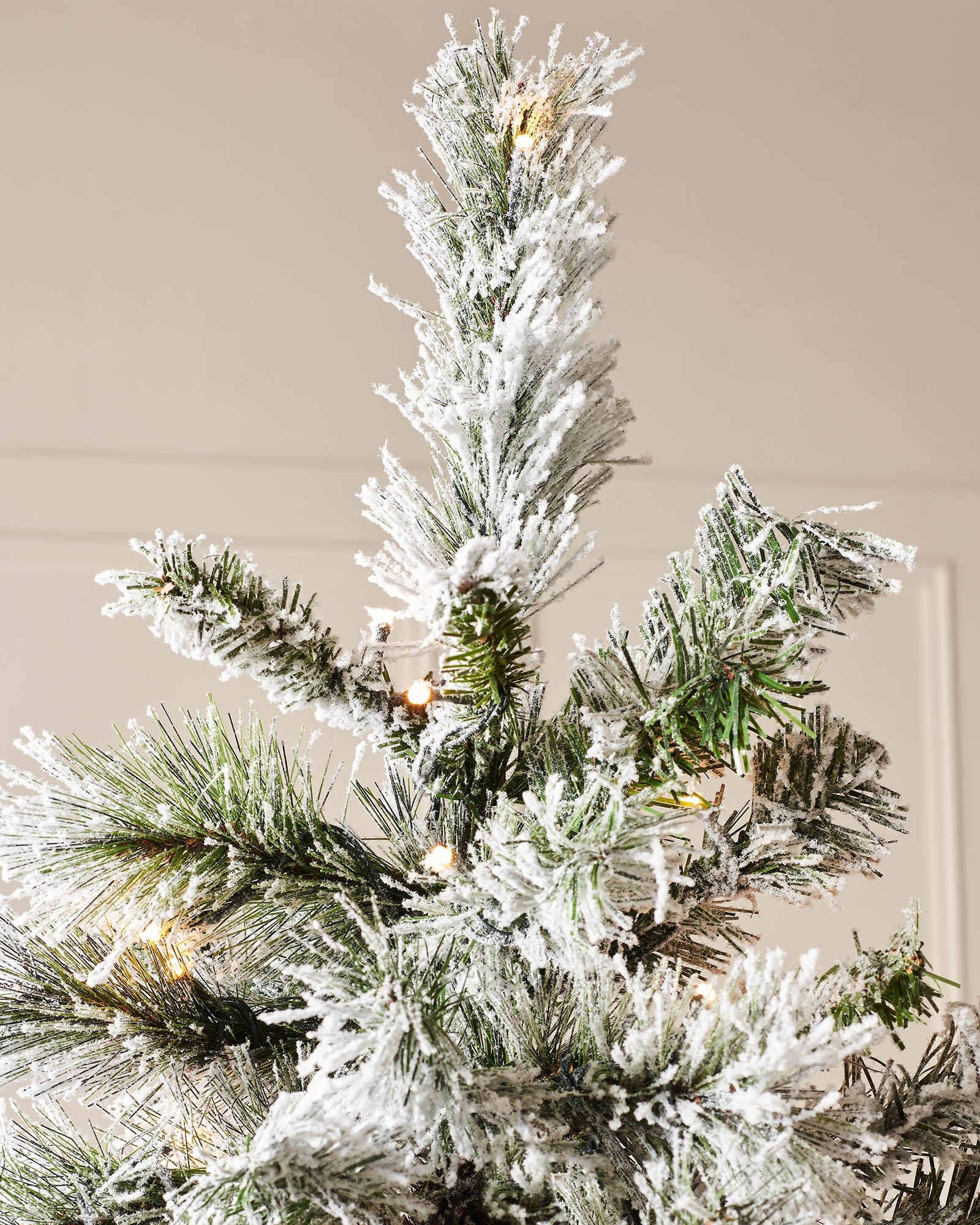 Pre-Lit Slim Snow Flocked Spruce Christmas Tree, 9 ft