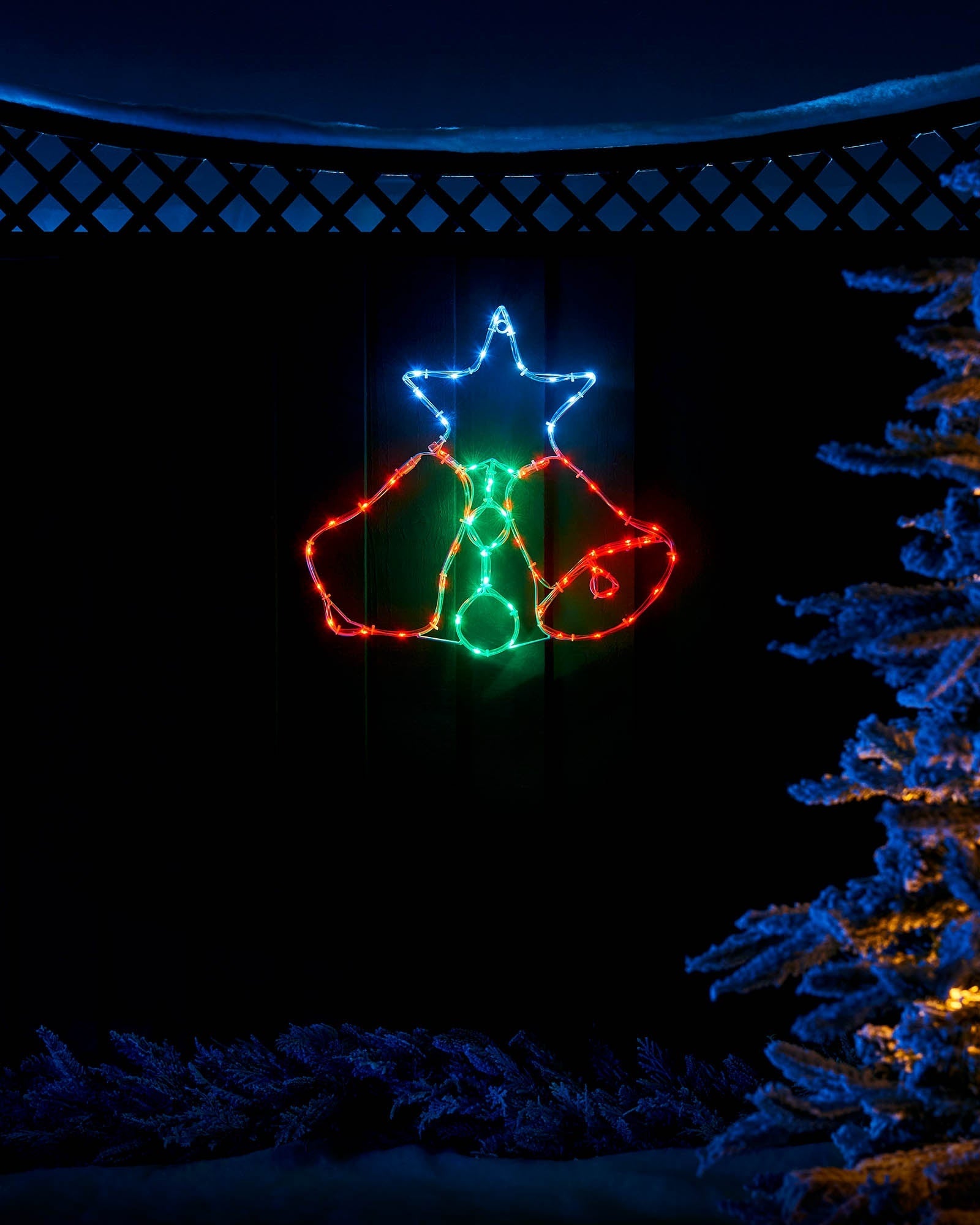 Pre-Lit Twin Bells, Silhouette, 48 cm