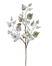 White Artificial Frosted Berries Pick, 25 cm