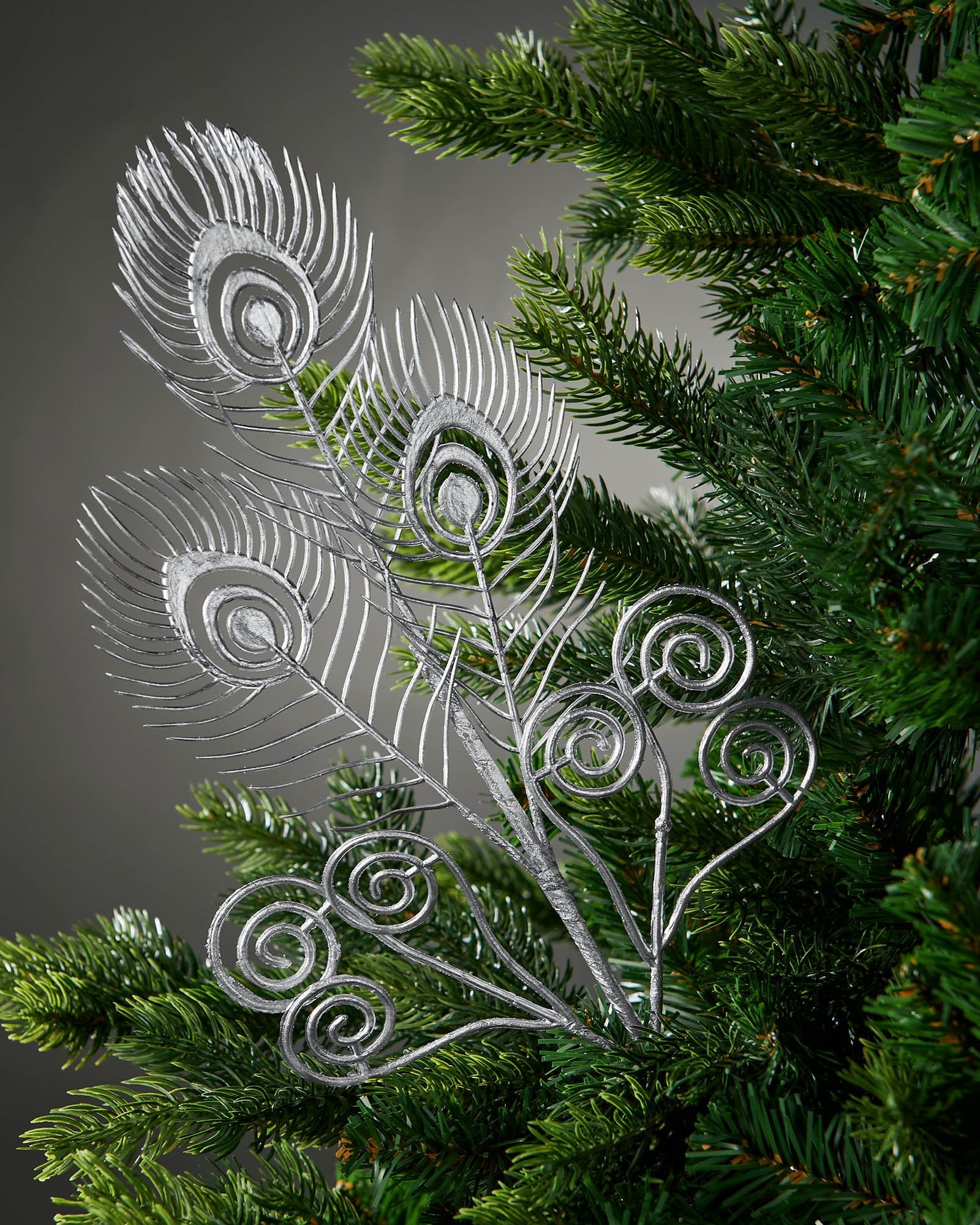 Silver Artificial Feather Pick, 62 cm