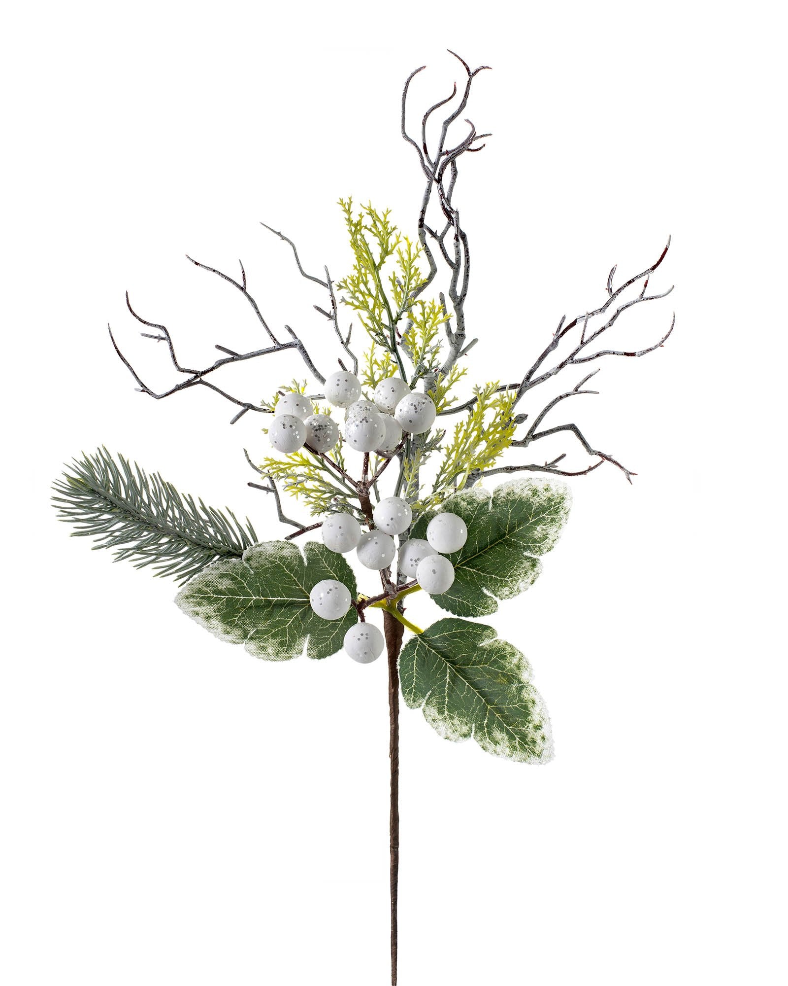 White Artificial Frosted Berries Pick, 31 cm