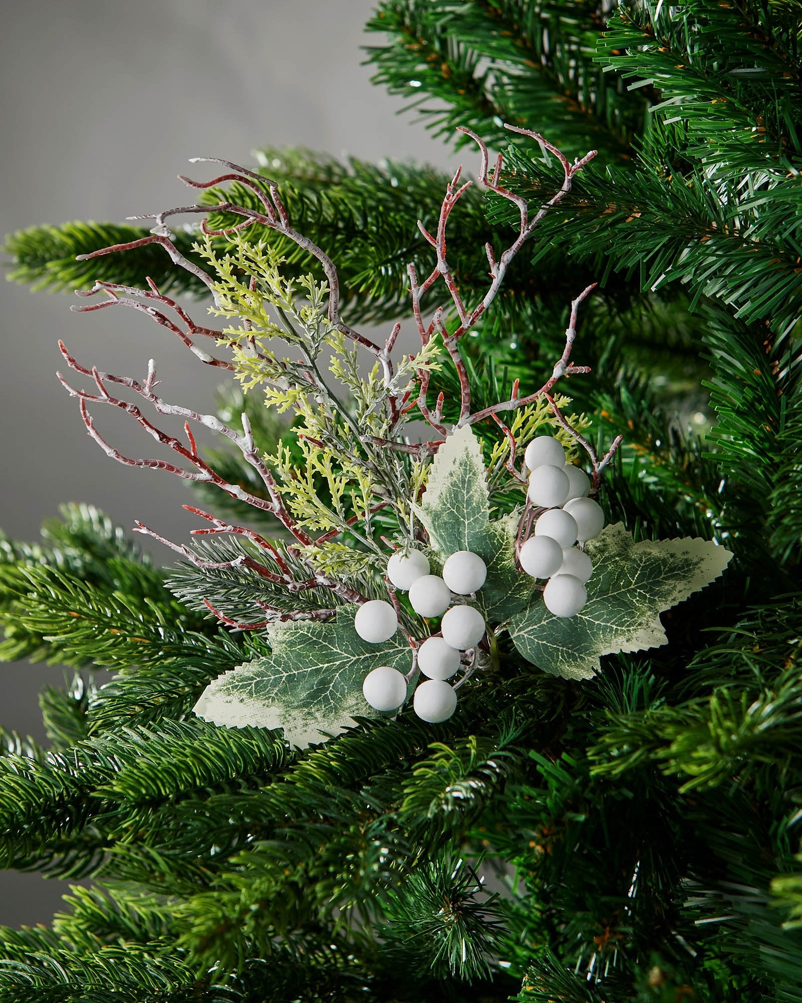 White Artificial Frosted Berries Pick, 31 cm