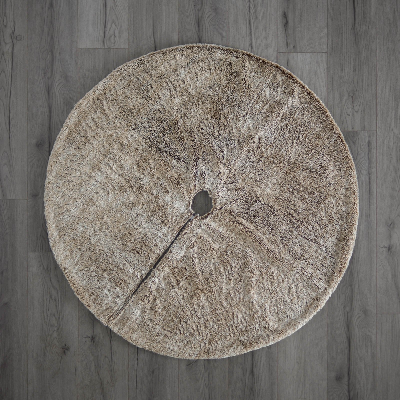 Two Tones Fur Tree Skirt, Brown, 120 cm