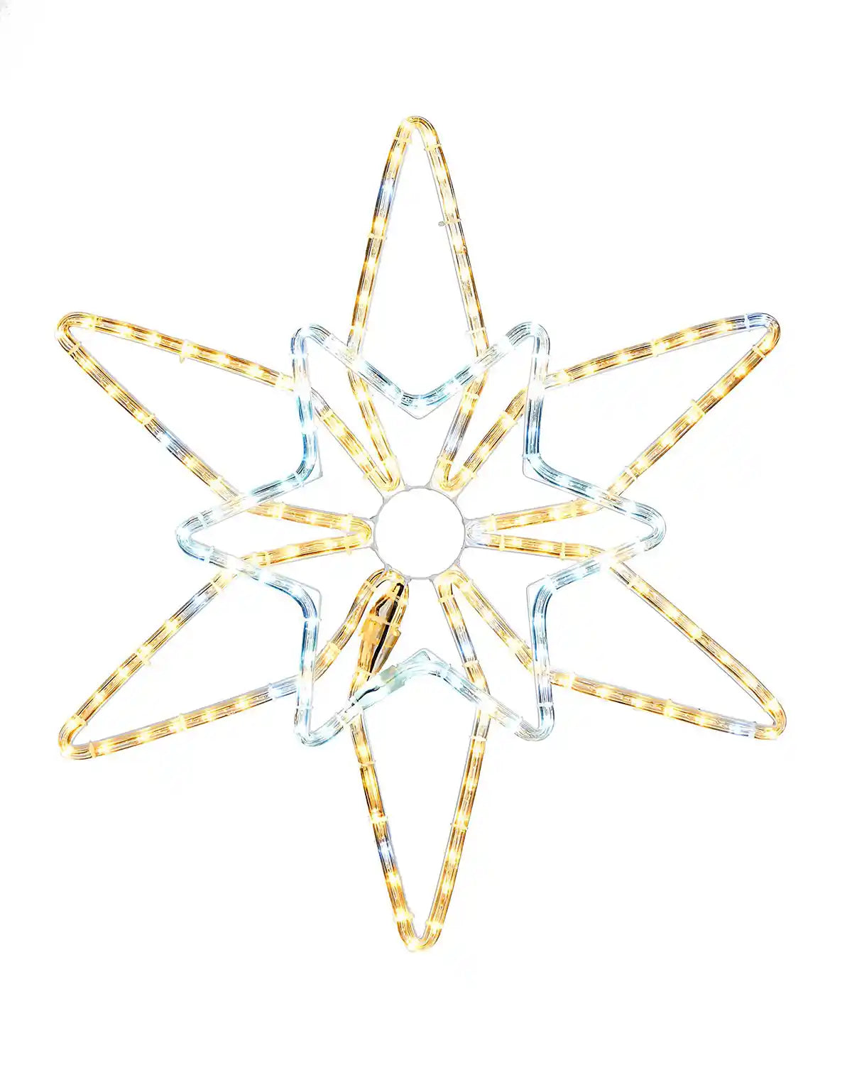 Warm white and ice white LED Northern star on a white background 
