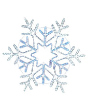 White and Blue LED lights in the shape of a Christmas Snowflake on a white background