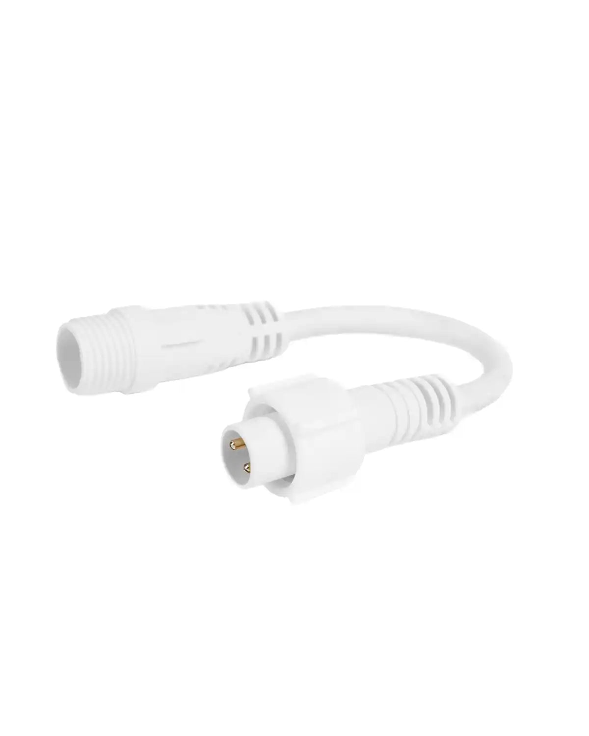 White cable on a white background with 2 pin connector and screw cap