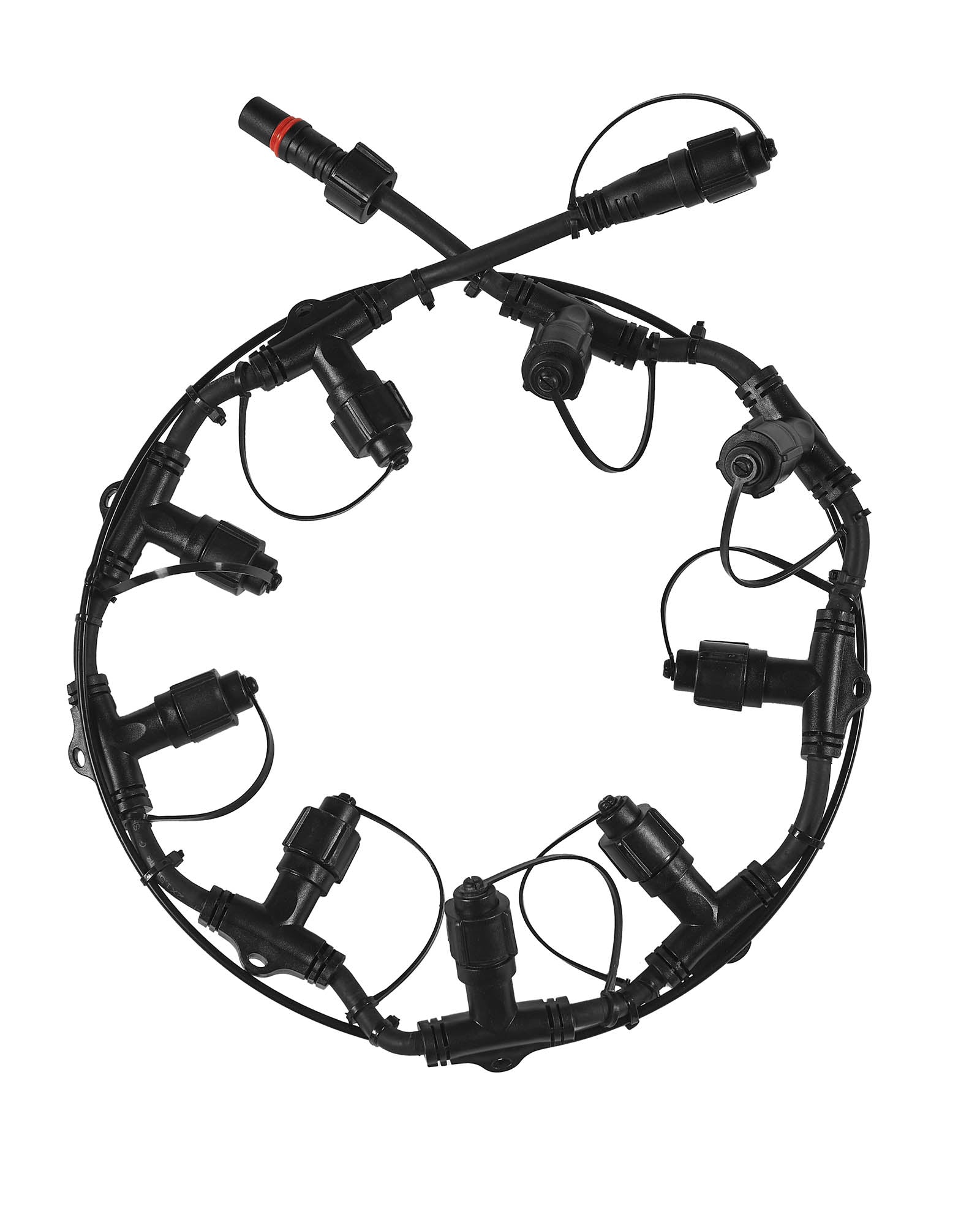 Festoon Series connectable ring connector with 10 outlets on a white background.