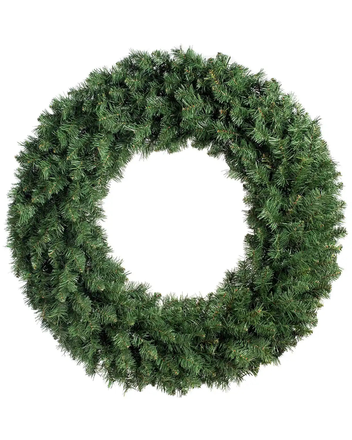 1 m majestic Christmas wreath with dense green PVC foliage on a white background