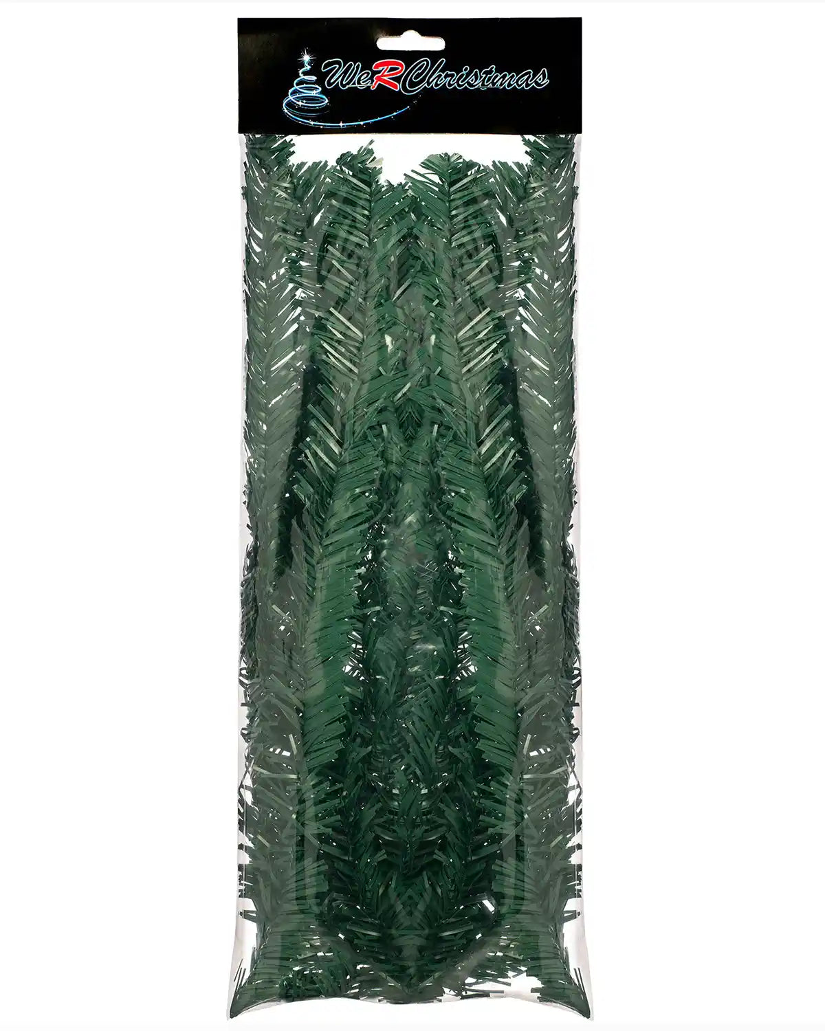 Pack of 10 green garland tie wraps in We R Christmas packaging