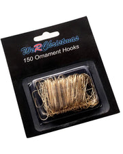 Pack of 150 gold bauble ornament hooks in branded packaging on a white background