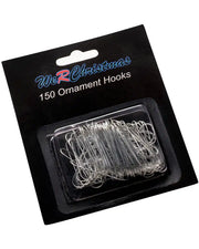 Pack of 150 silver bauble ornament hooks in branded packaging on a white background