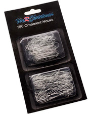 Pack of 150 silver bauble ornament hooks in retail packaging
