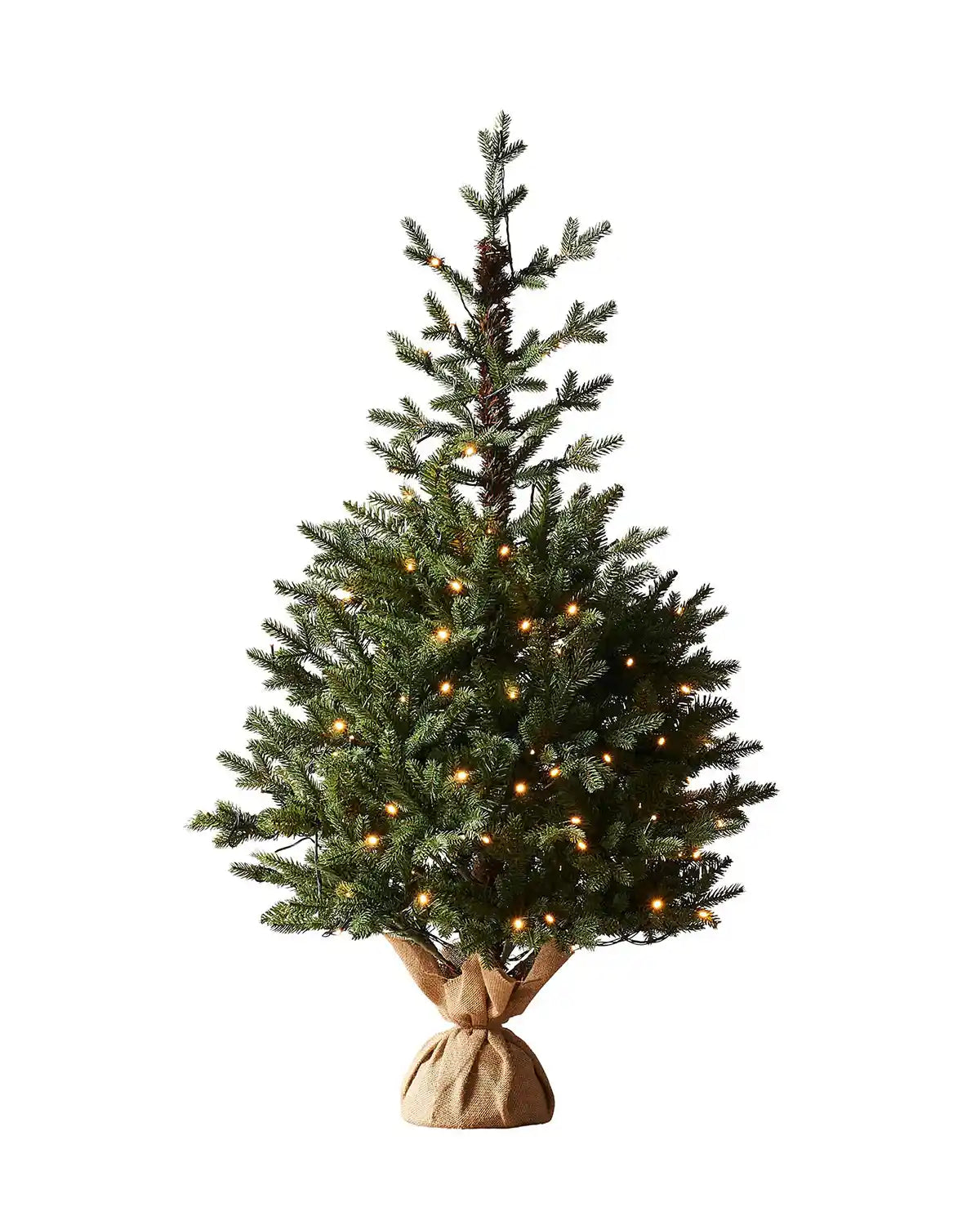 4 ft green artificial Christmas tree with lights on a white background