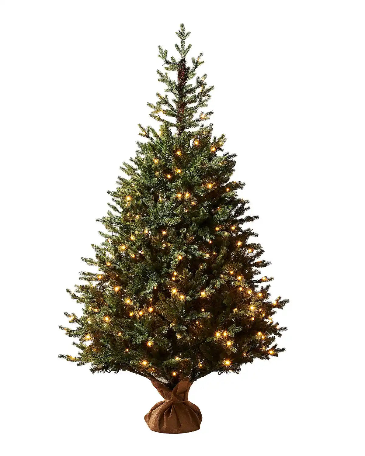 6 ft green artificial Christmas tree with lights on a white background