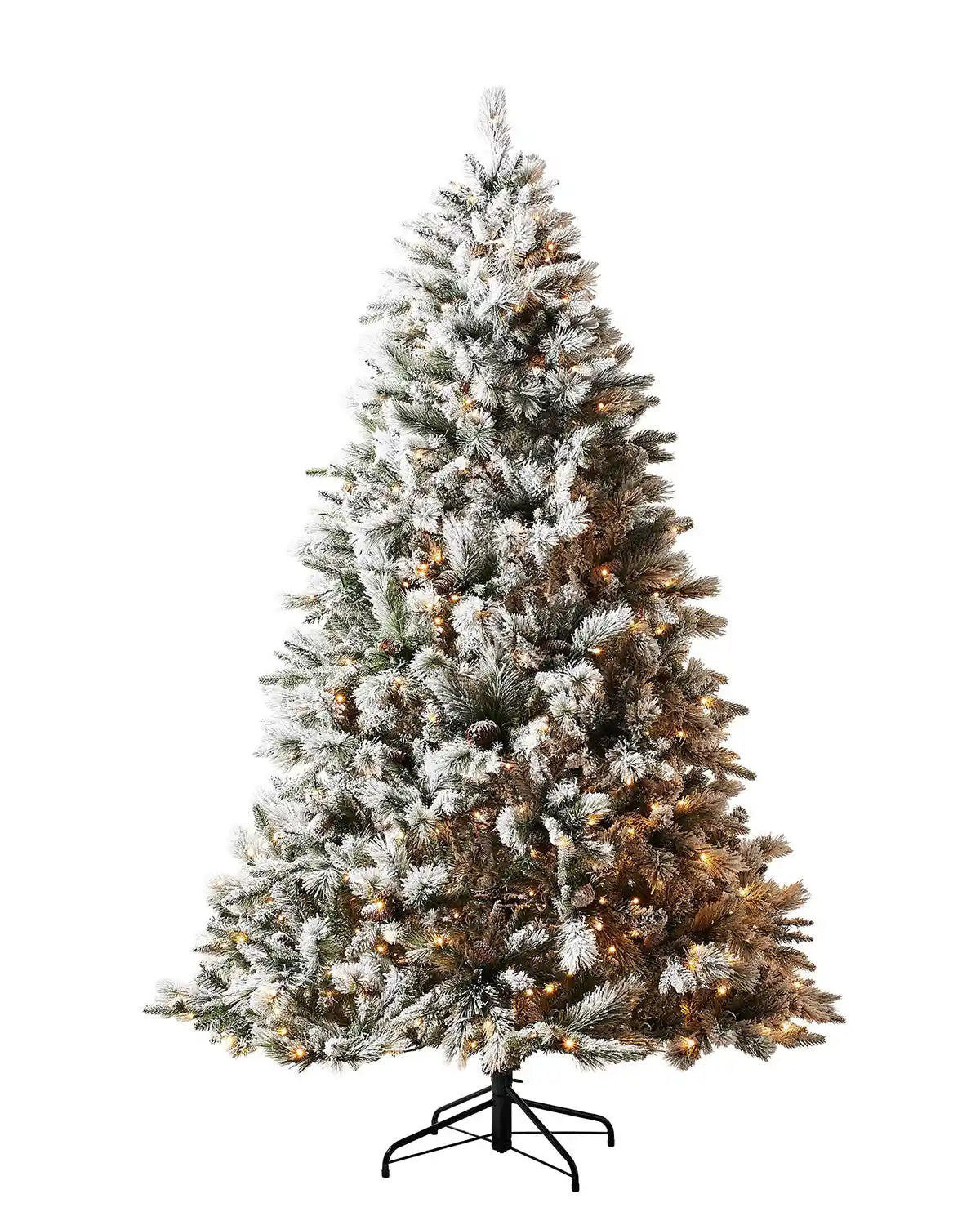 5 ft frosted artificial Christmas tree with lights on a white background