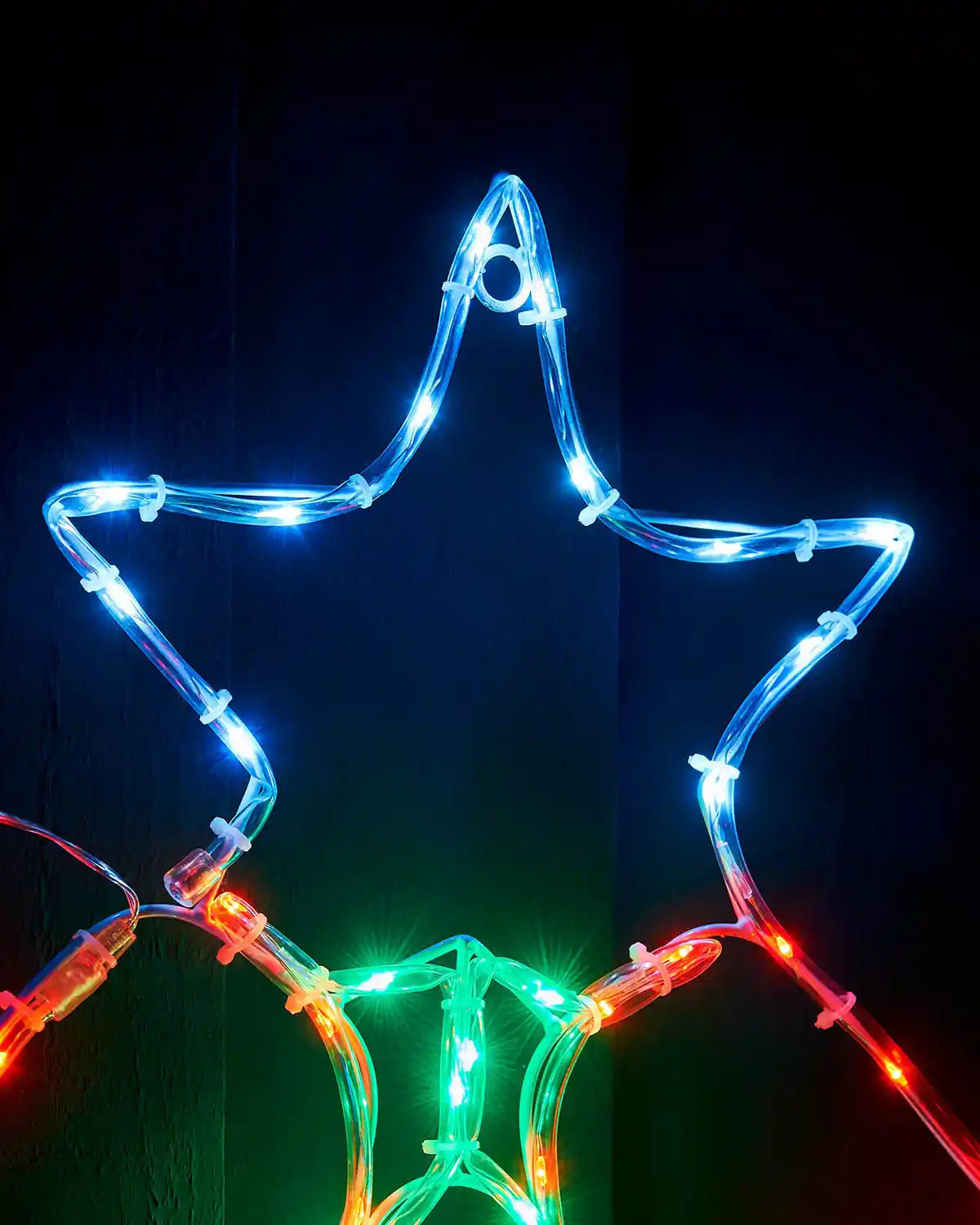 Close-up of the white star detail on the pre-lit twin bells silhouette