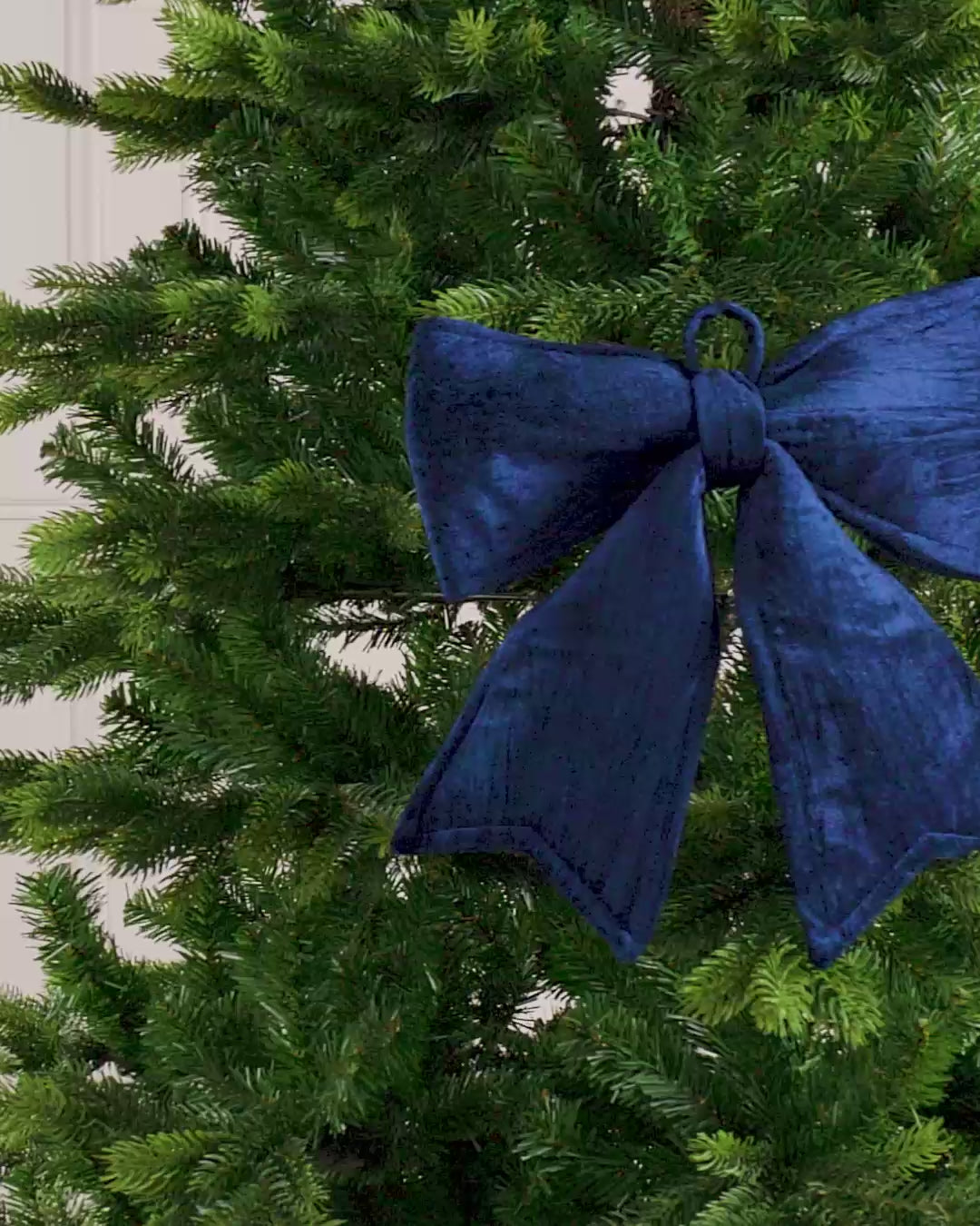 Load video: Vintage Velvet Christmas Bow, Navy, 30 cm