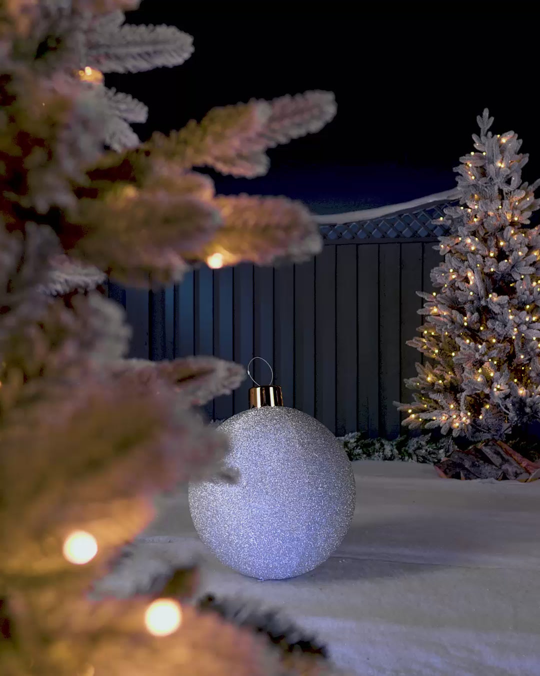 Load video: Inflatable Tinsel Christmas Bauble, Silver, 45 cm
