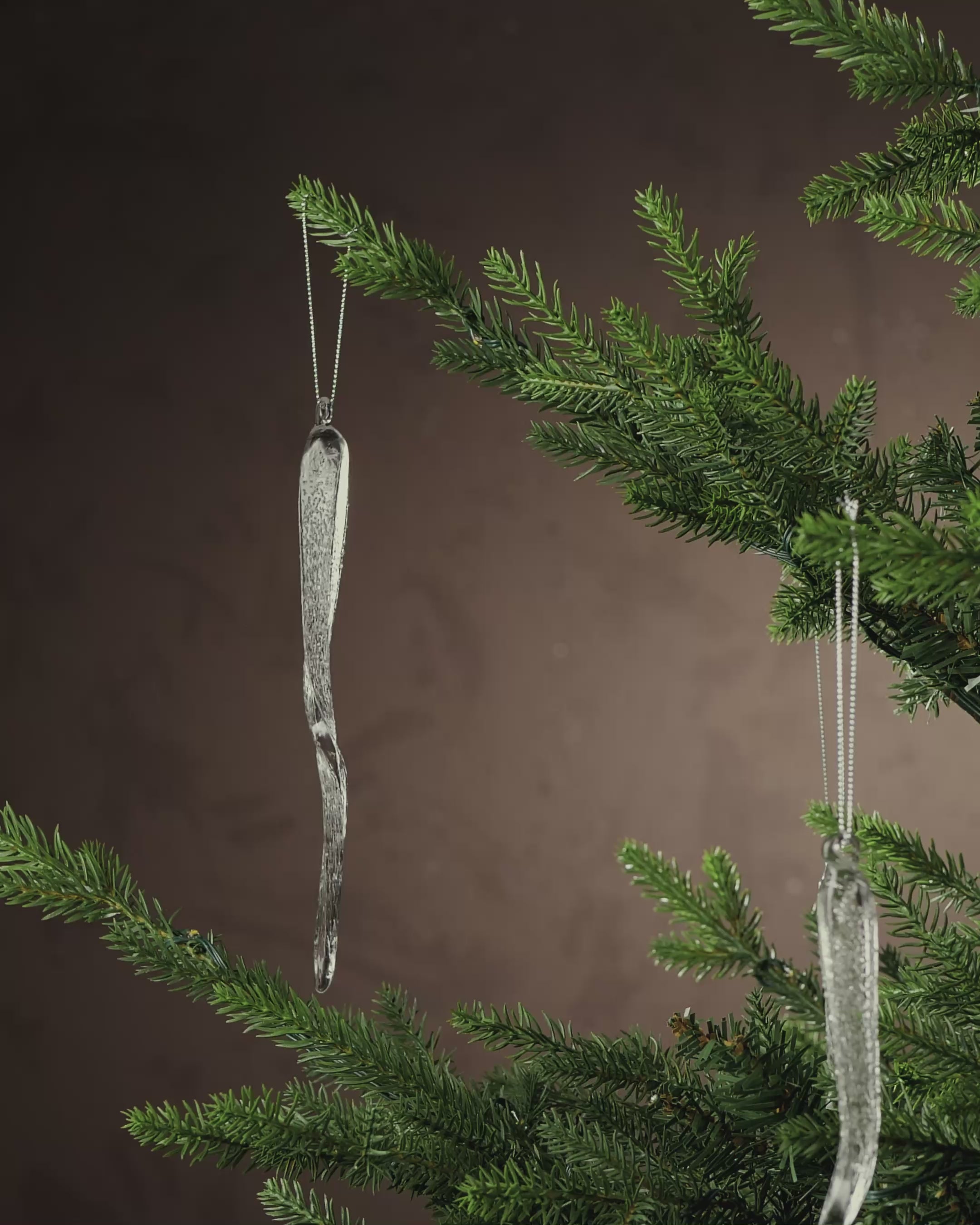 Load video: Set of 6 Frosted Glass Icicles, 25 cm