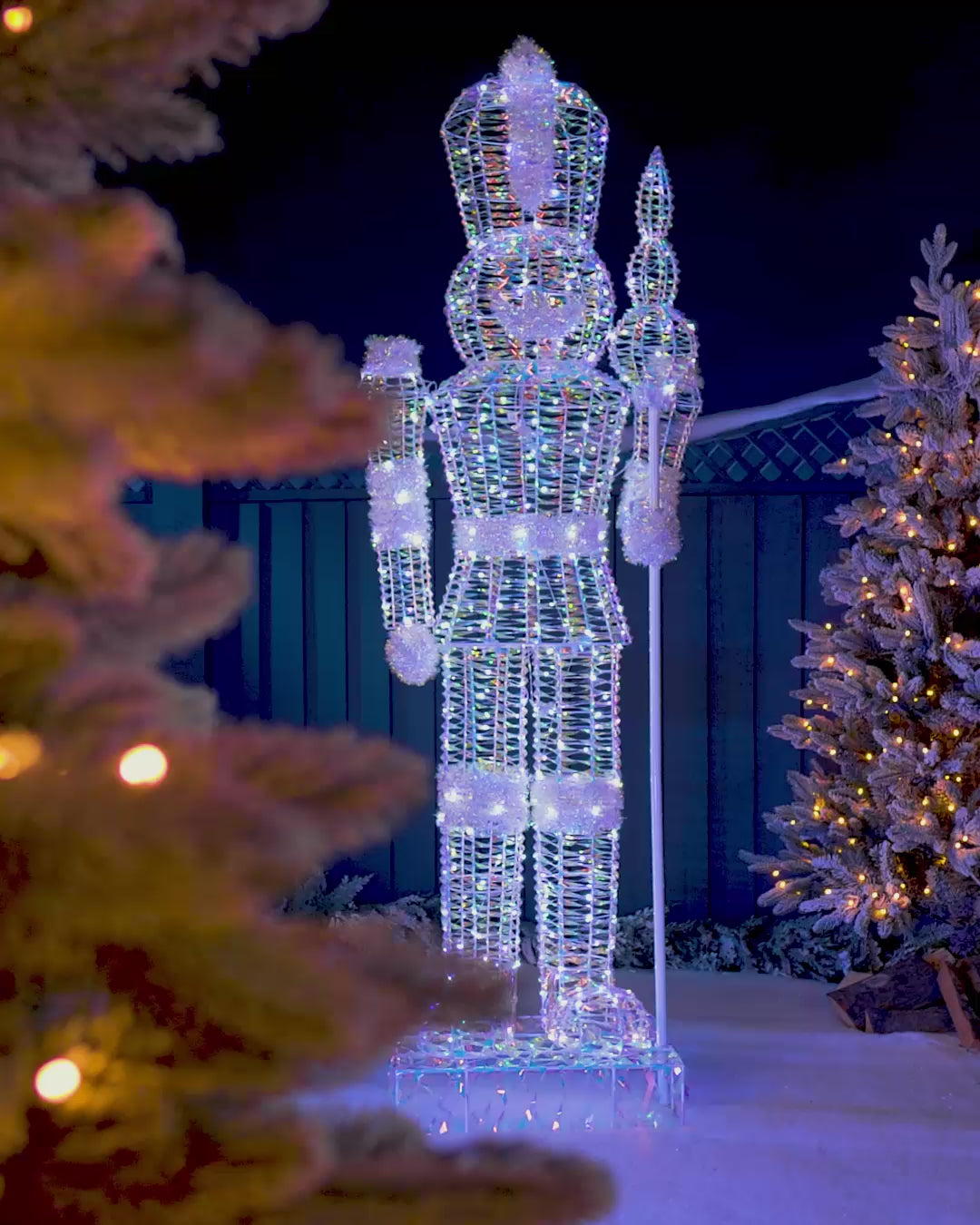 Load video: Pre-Lit Iridescent Nutcracker, 6.5 ft