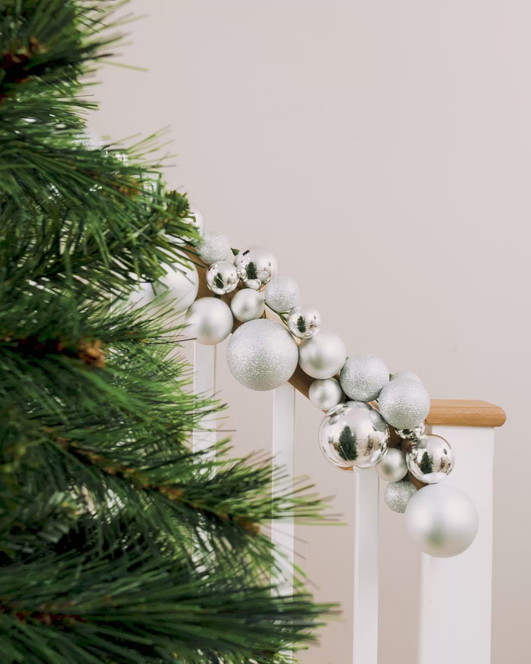 Load video: Silver Bauble Garland, 9 ft
