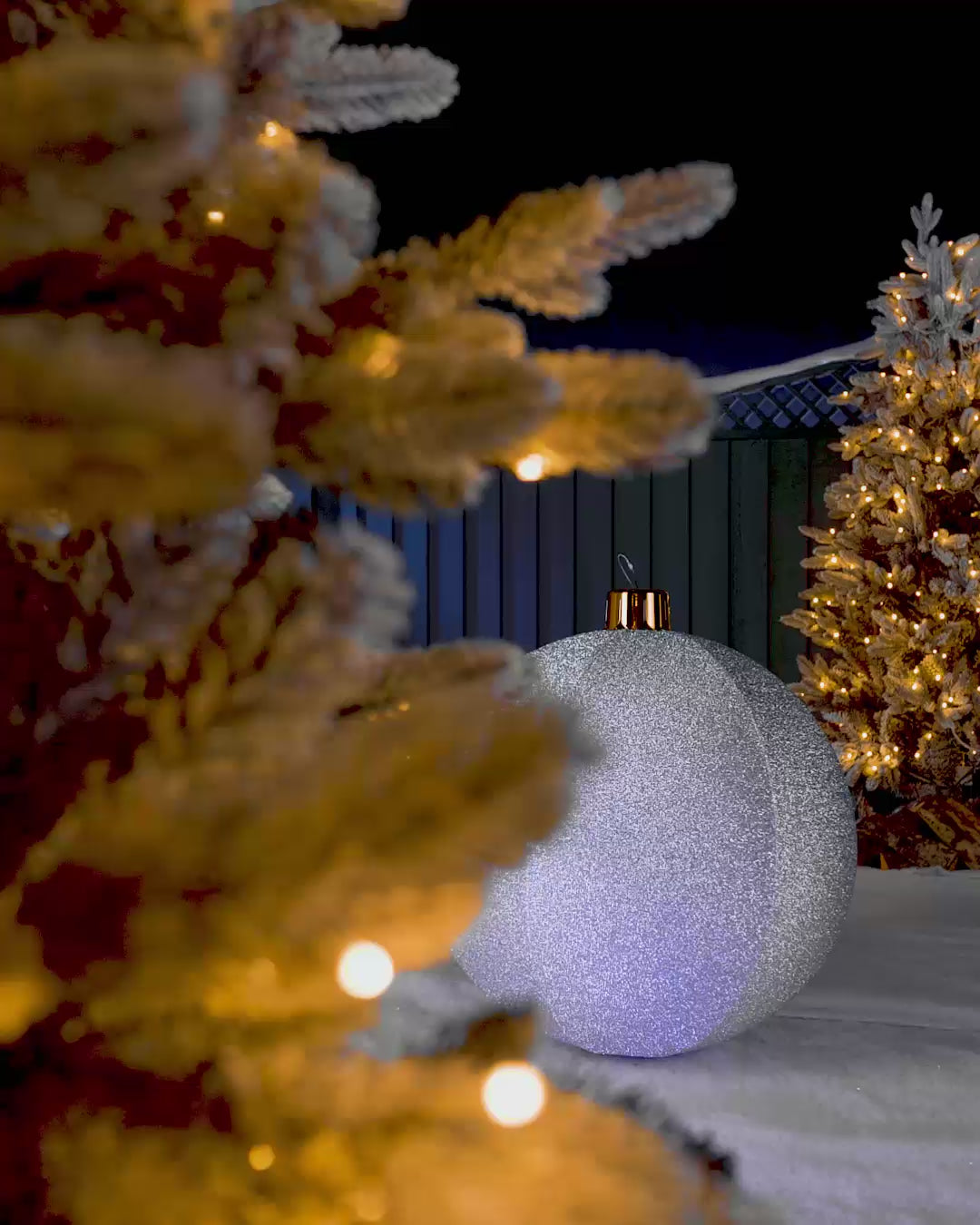 Load video: Inflatable Tinsel Christmas Bauble, Silver, 66 cm