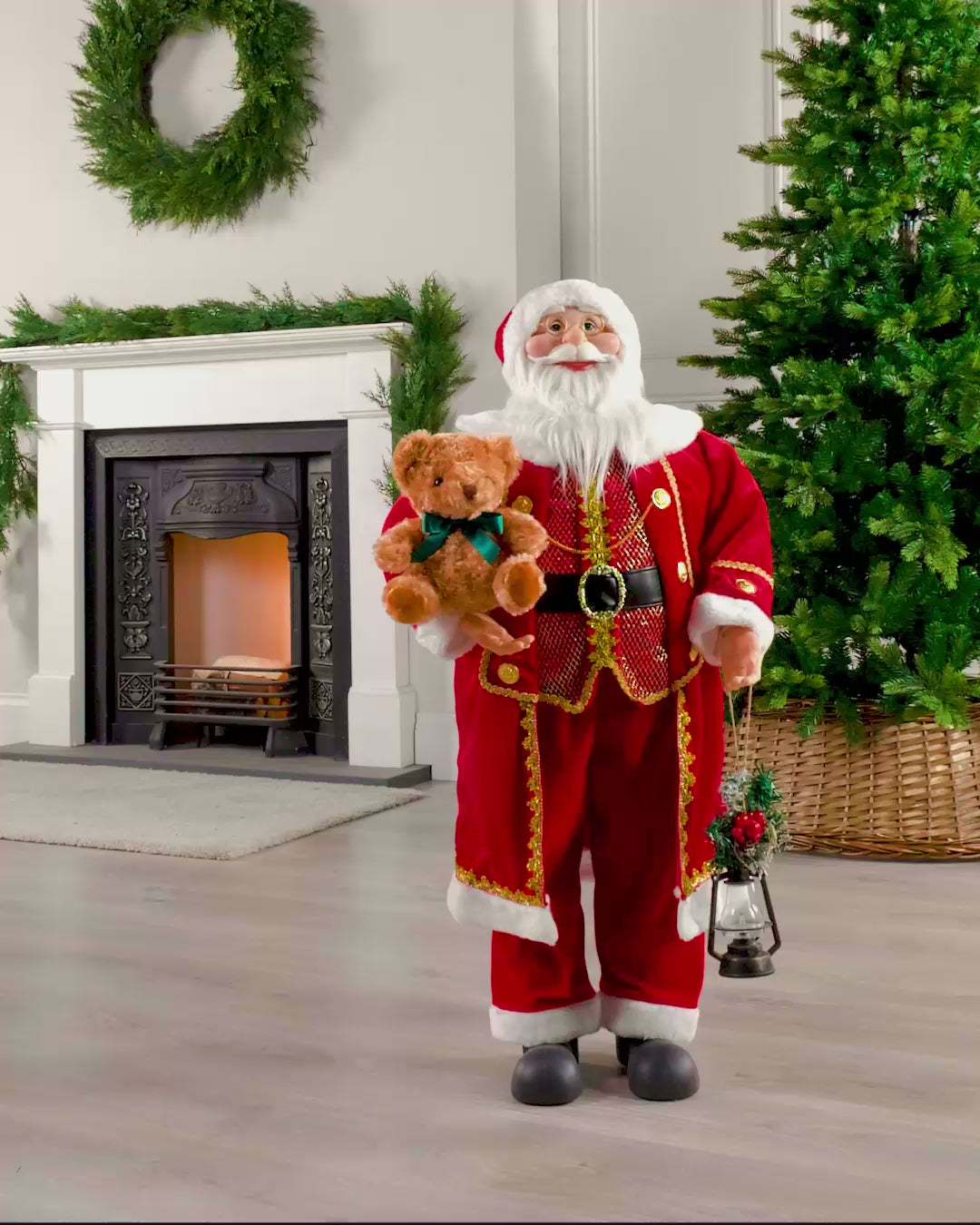 Load video: Large Standing Santa Figurine, 90cm