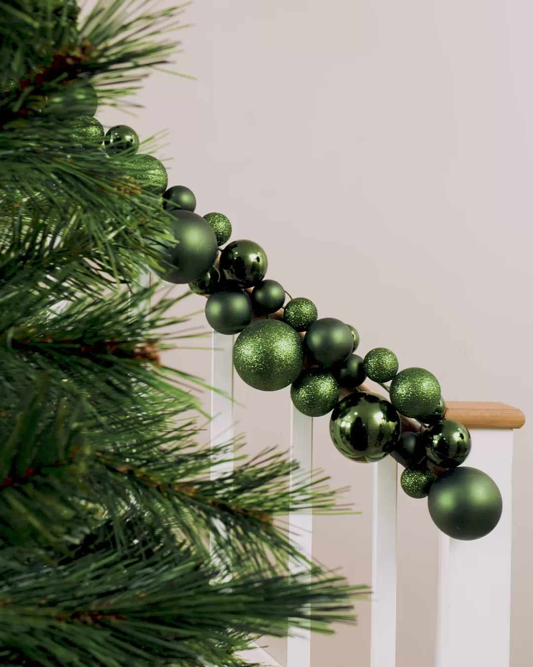 Load video: Sage Green Bauble Garland, 9 ft
