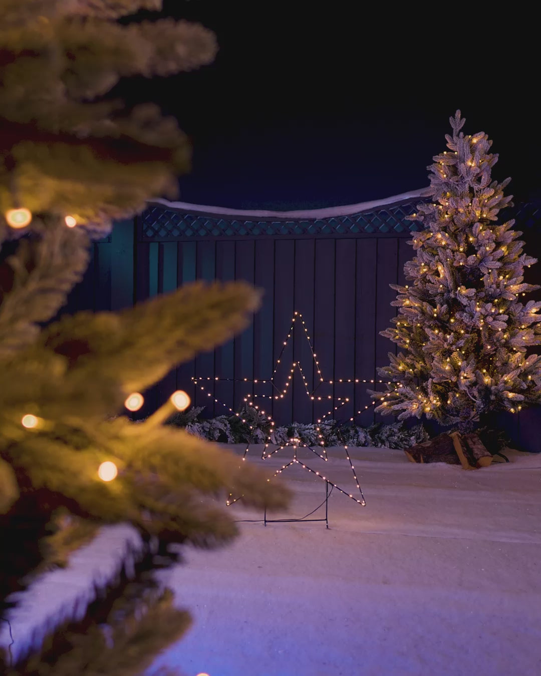 Load video: Pre-Lit Star Stake Light Silhouette, 85 cm