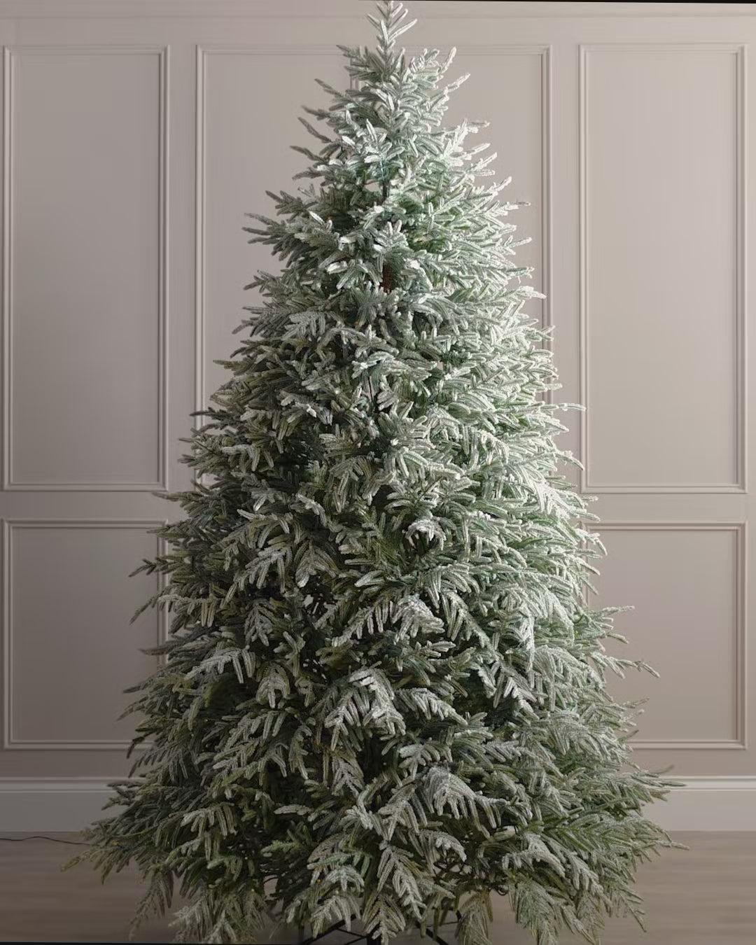 Load video: Pre-Lit Snow Flocked Grand Duchess Christmas Tree