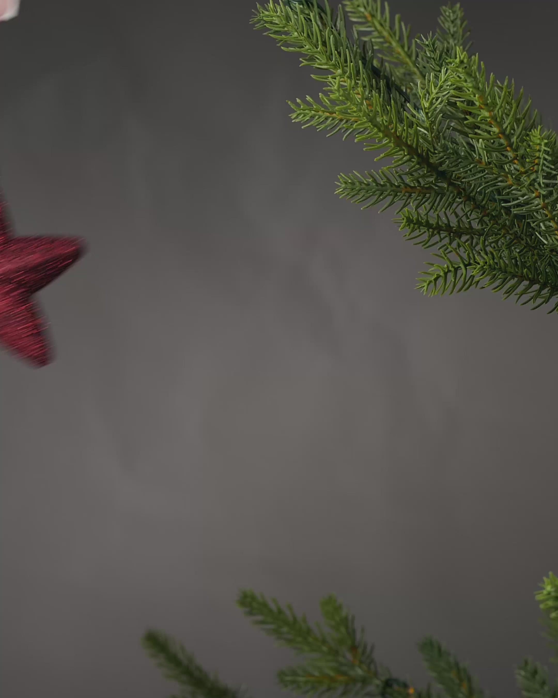 Load video: Set of 12 Hanging Stars, Burgundy, 7 cm