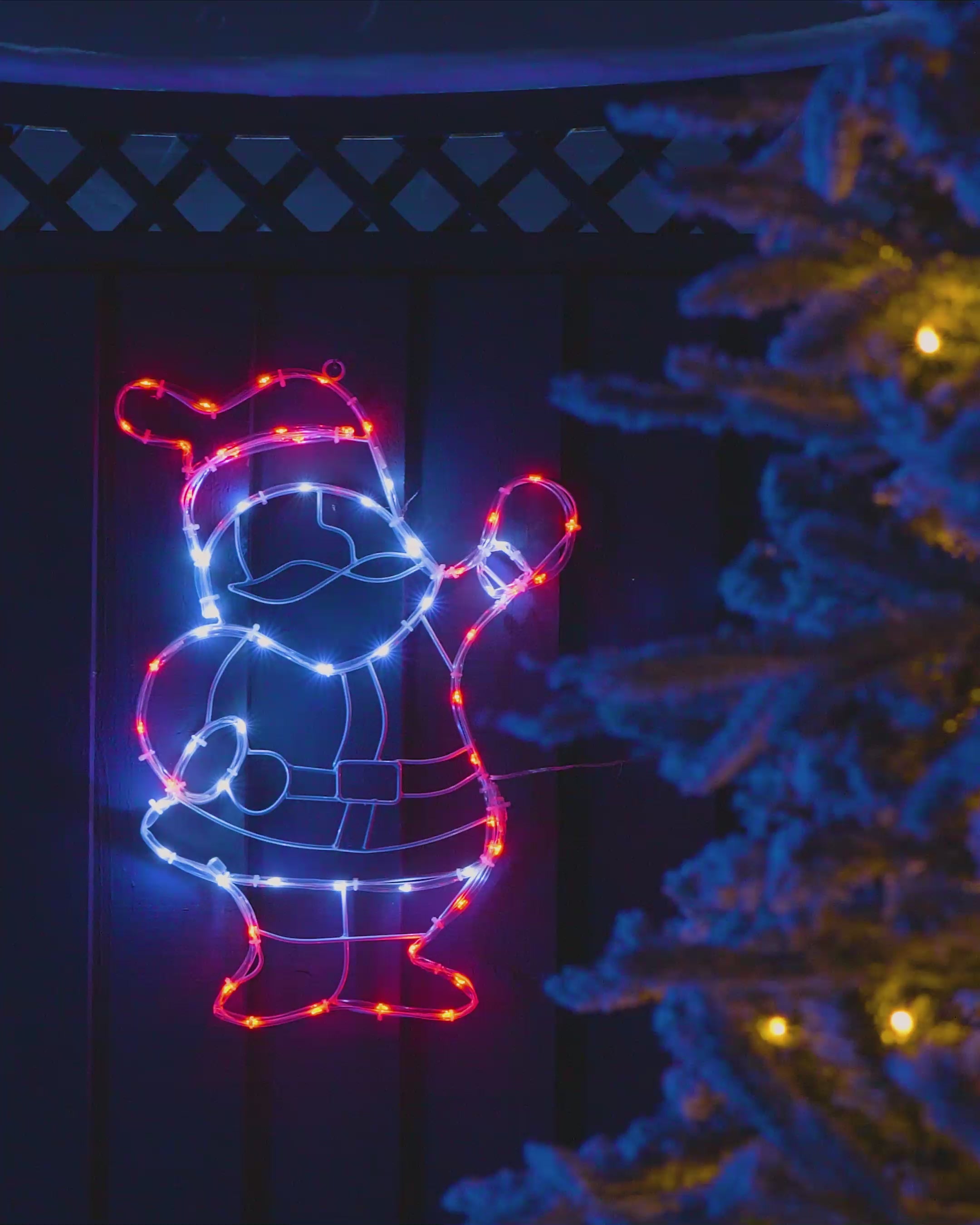 Load video: Waving Santa Rope Light Silhouette, 51 cm