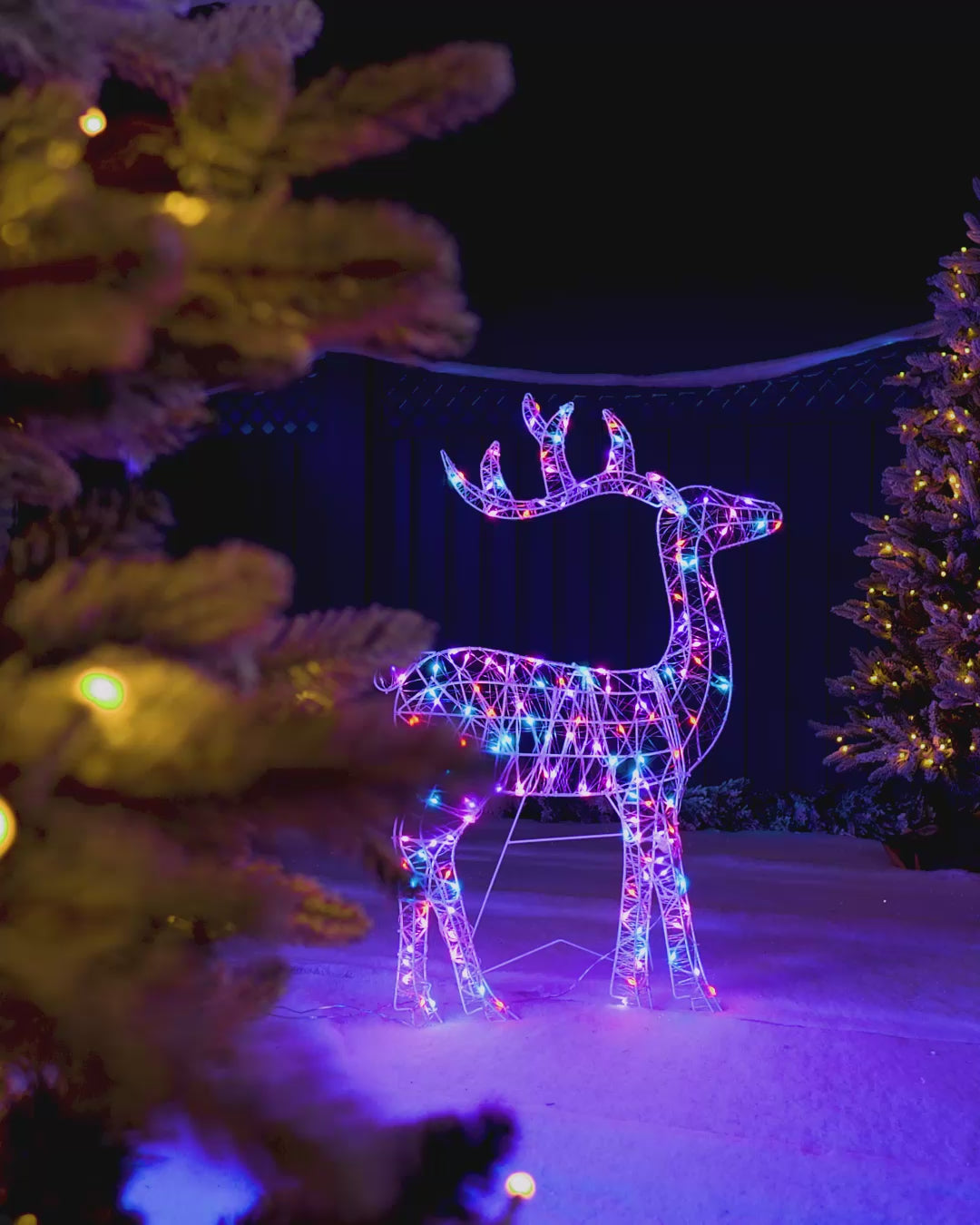 Load video: Pre-Lit 2D Aurora Reindeer, 100 cm