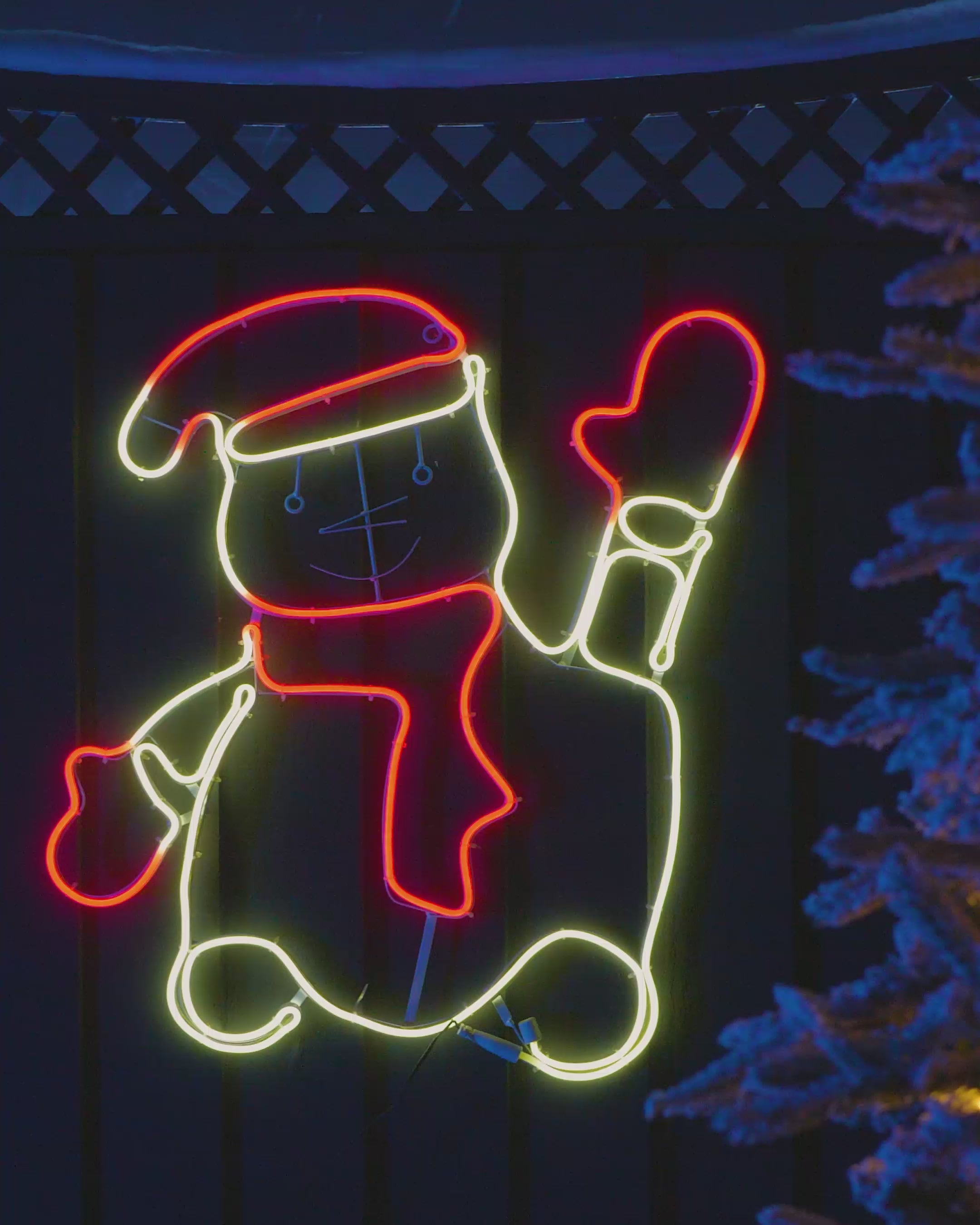 Load video: Waving Snowman Neon Rope Light Silhouette, 72 cm