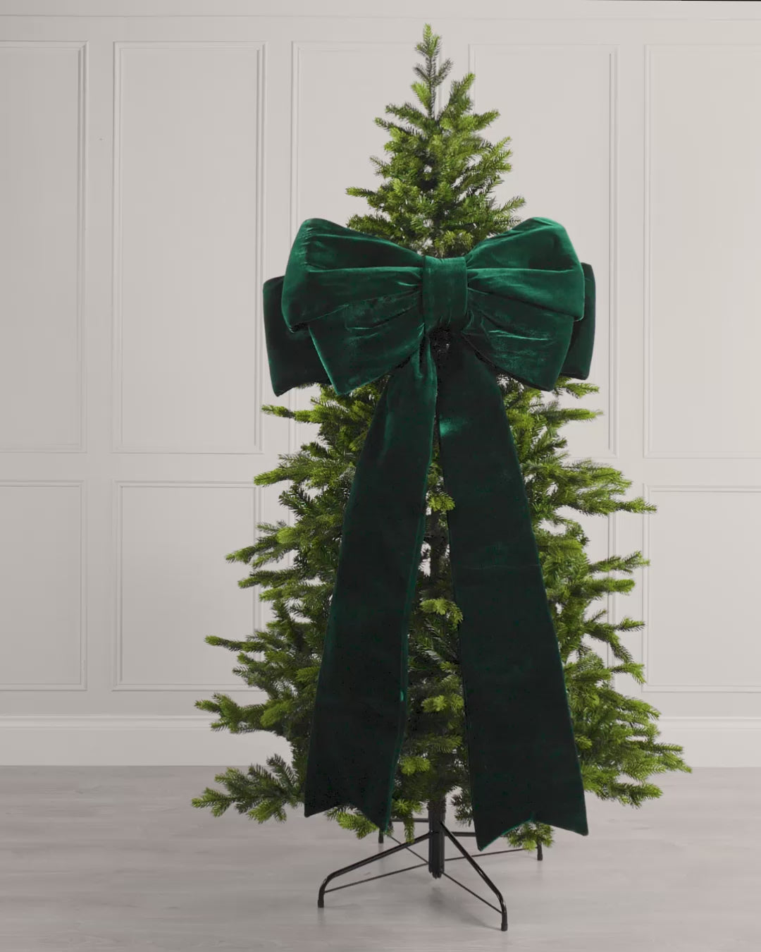 Load video: Large Velvet Christmas Bow, Sage Green, 140 cm