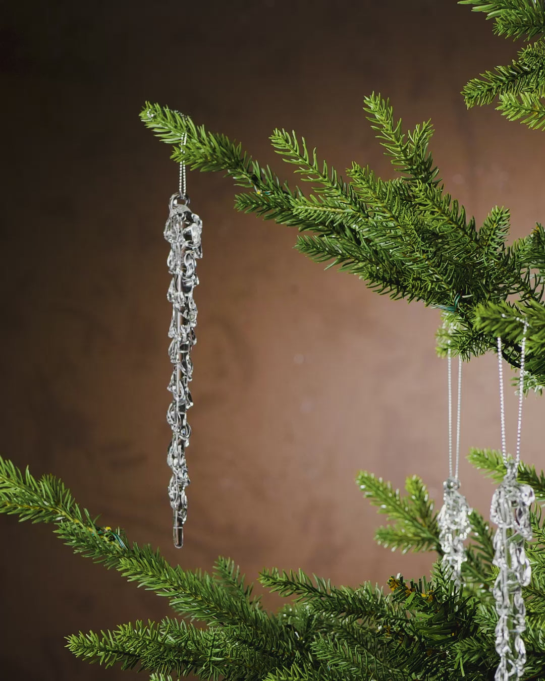 Load video: Set of 6 Melting Glass Icicles, 25 cm
