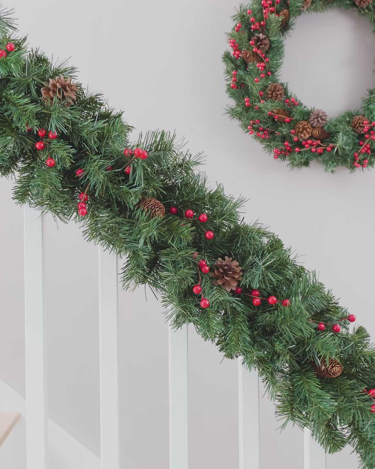 Extra Thick Mixed Pine Garland, Pinecones & Berries, 9 ft