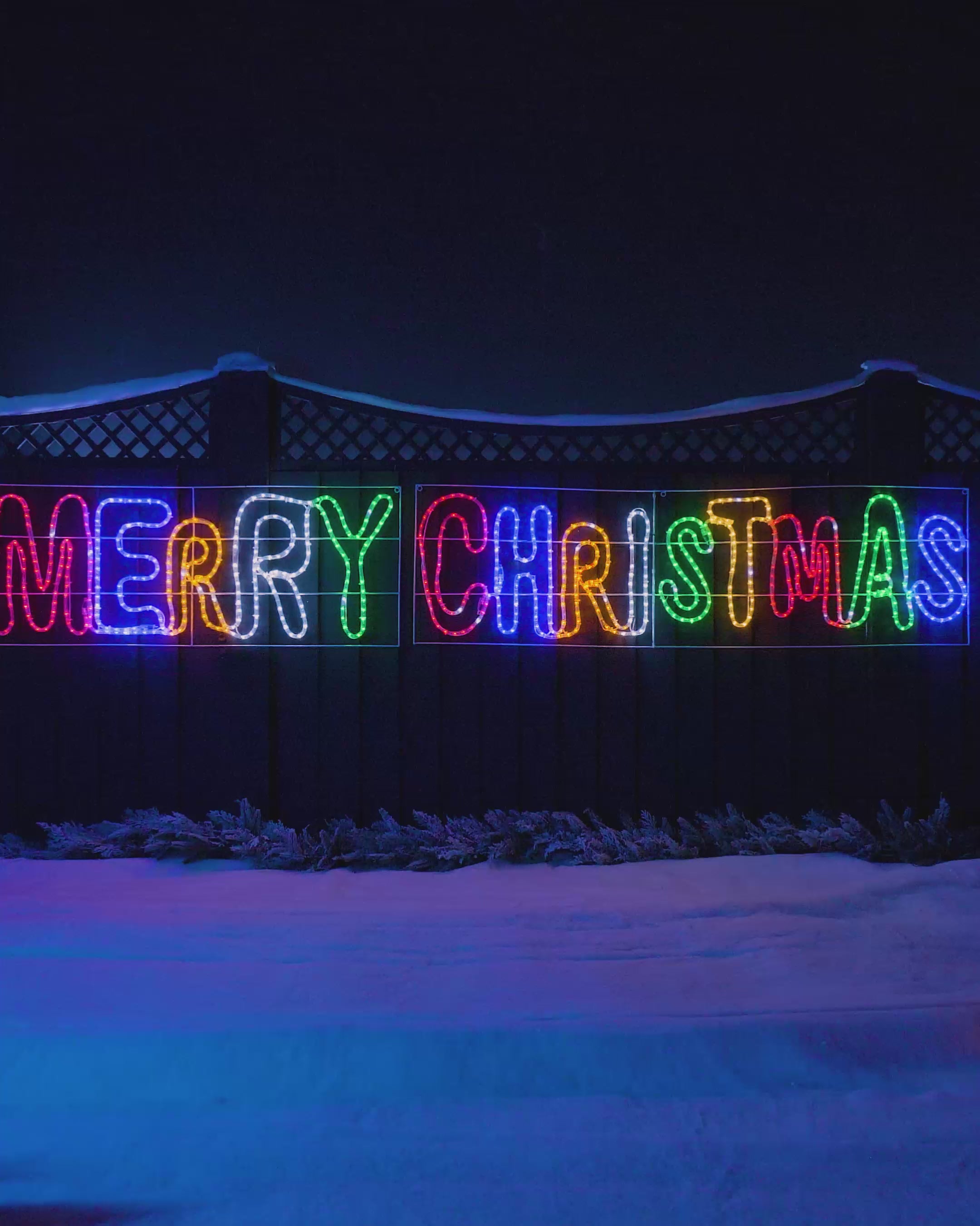 Load video: Pre-Lit Merry Christmas, Multi-Coloured, Silhouette, 292 cm