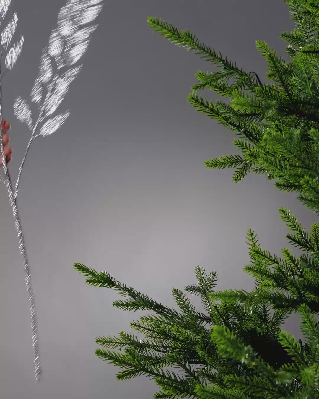 Load video: Silver Leaf Christmas Tree Spray, 73 cm