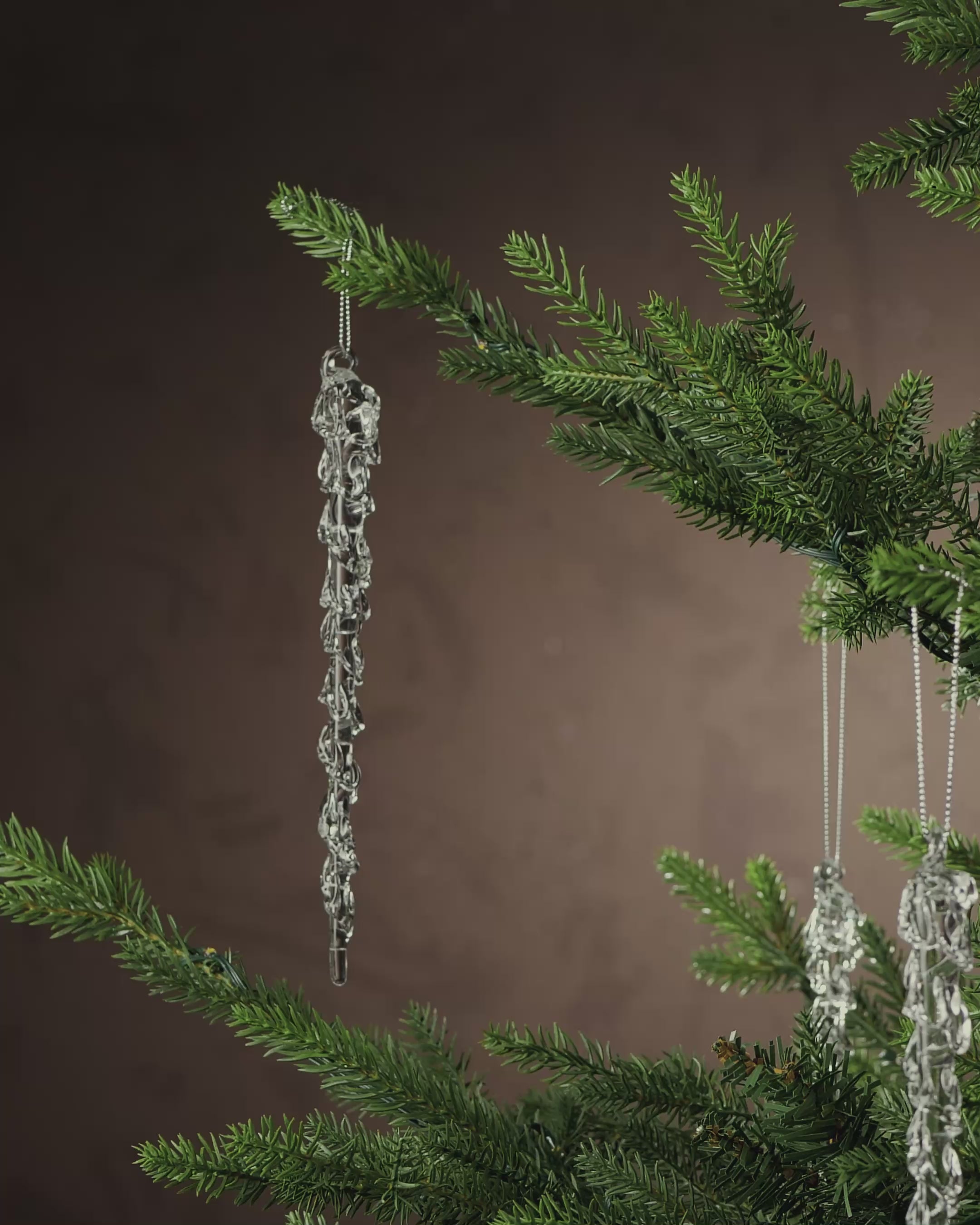 Load video: Set of 6 Melting Glass Icicles, 25 cm