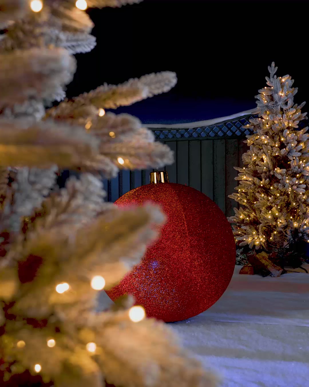 Load video: Inflatable Tinsel Christmas Bauble, Red, 76 cm