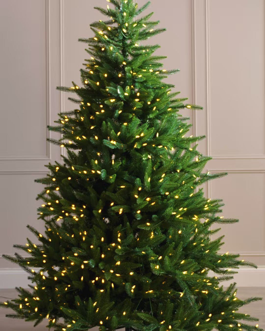Load video: Pre-Lit Hawthorn Spruce Christmas Tree, 7 ft